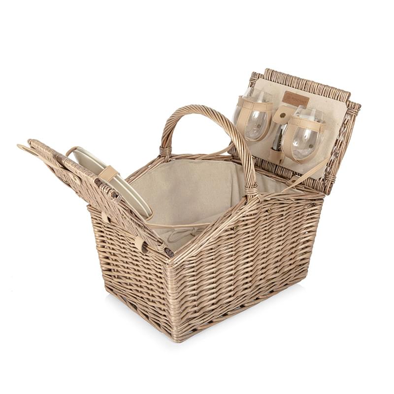 Piccadilly Double Lid Picnic Basket w/Service for Two Piccadilly Double Lid Picnic Basket w/Service