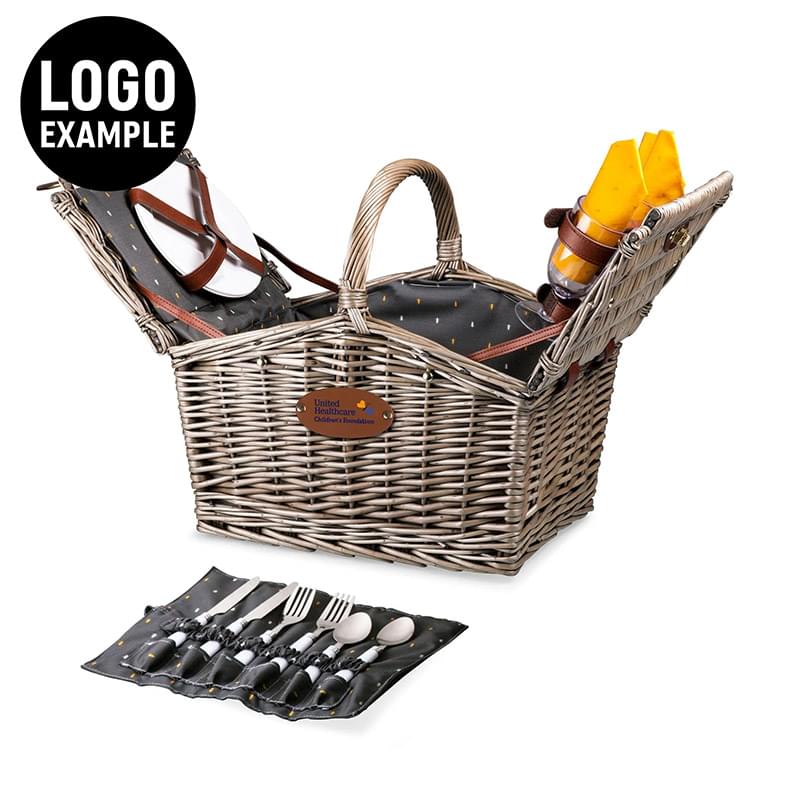 Piccadilly Double Lid Picnic Basket w/Service for Two