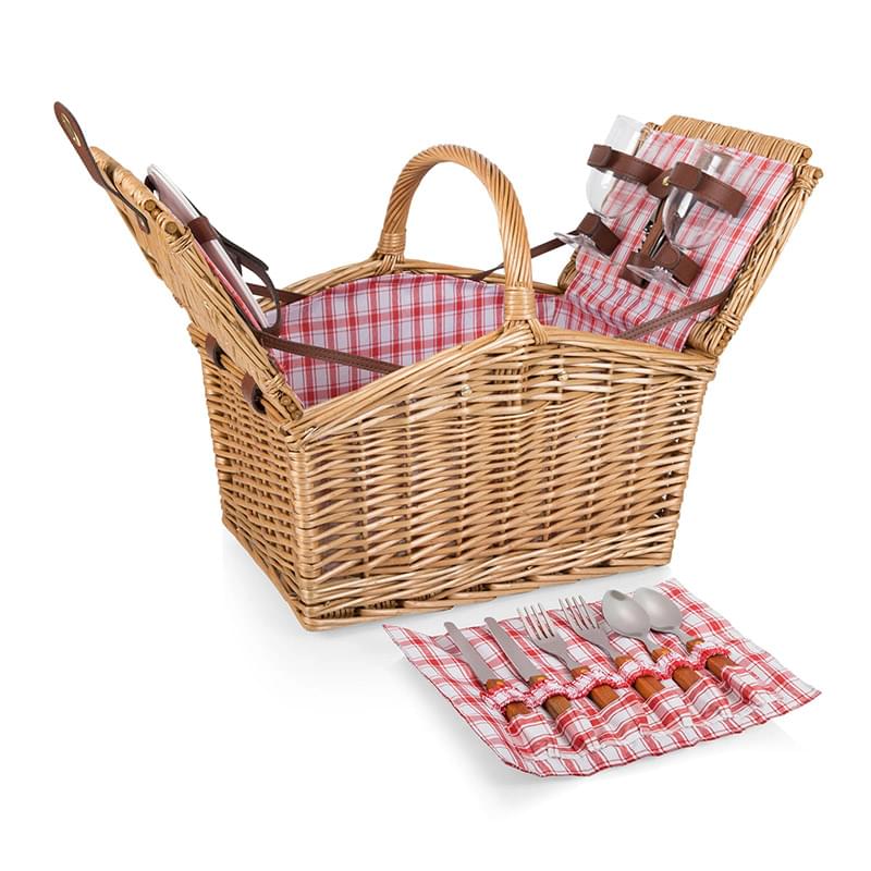 Piccadilly Double Lid Picnic Basket w/Service for Two Piccadilly Double Lid Picnic Basket w/Service