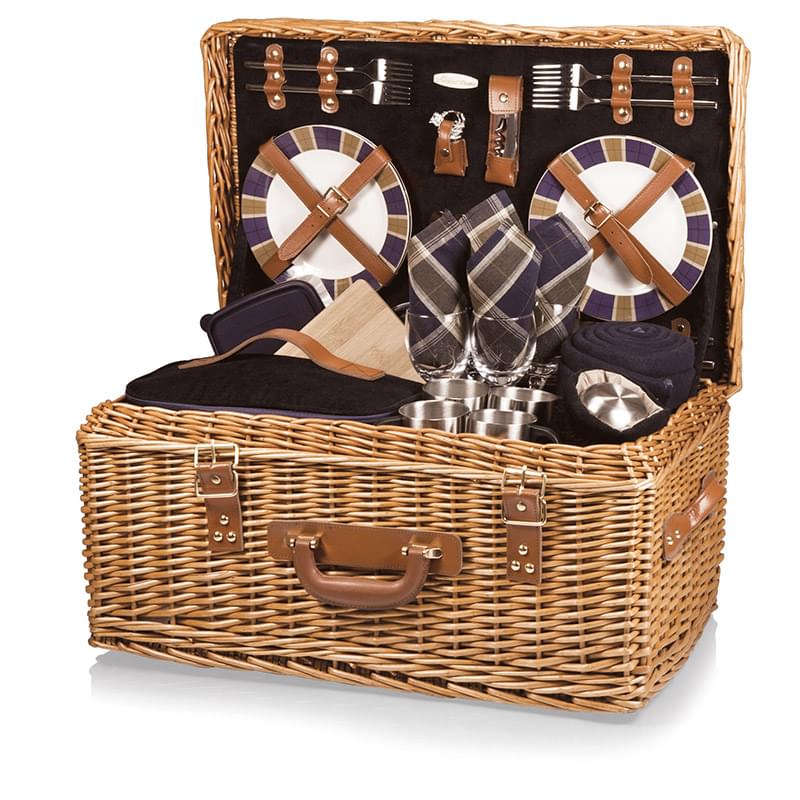 Windsor Luxury Picnic Basket w/Deluxe Service for Four