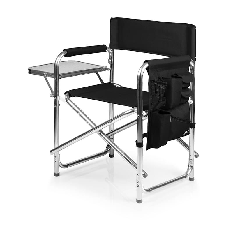 Sports Chair - Folding Chair w/Fold Out Table, Side Pockets, Drink Holders