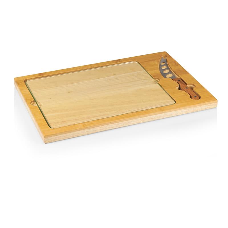 Icon Glass-Top Cutting/Cheese Board w/Removable Serving Tray