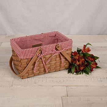 Farmhouse Basket - Red and White Gingham