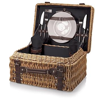 Champion Picnic Basket - Willow Basket w/Deluxe Picnic Service For 2