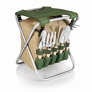 Gardener Folding Seat w/5 Gardening Tools and Removable Tote